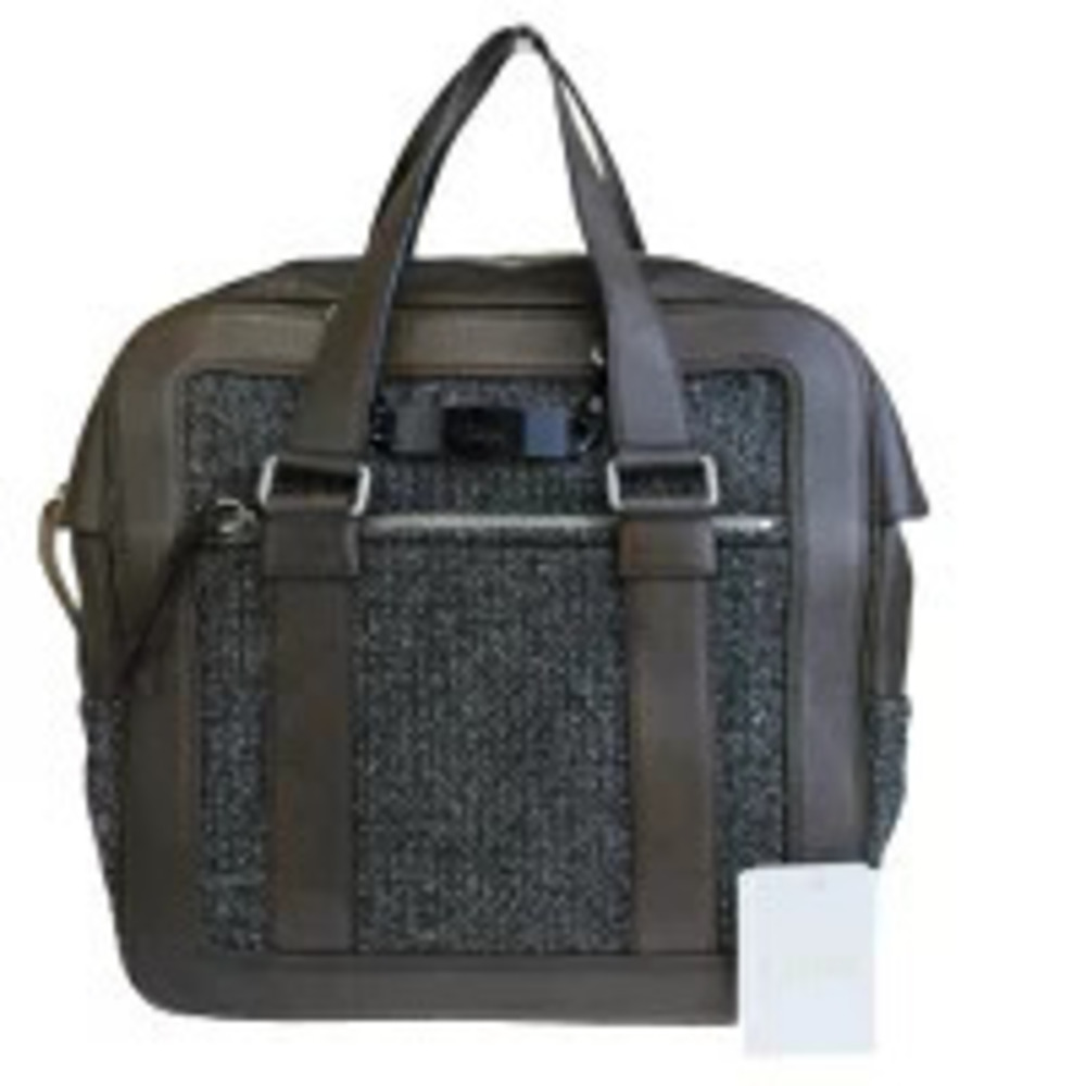 Chloe Business Bag Handbag Tweed Brown Wool Leather
